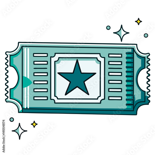 Minimalist ticket stub icon with star symbol  