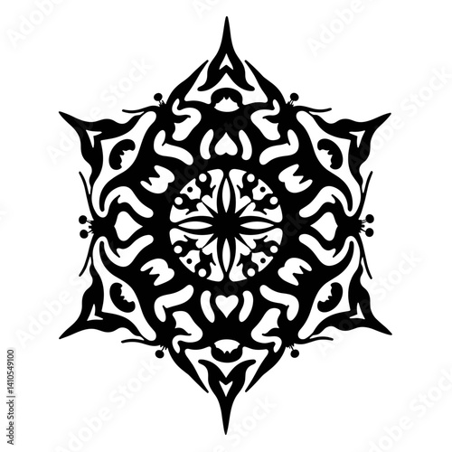 Black Tribal Mandala Design for Tattoos or Prints  