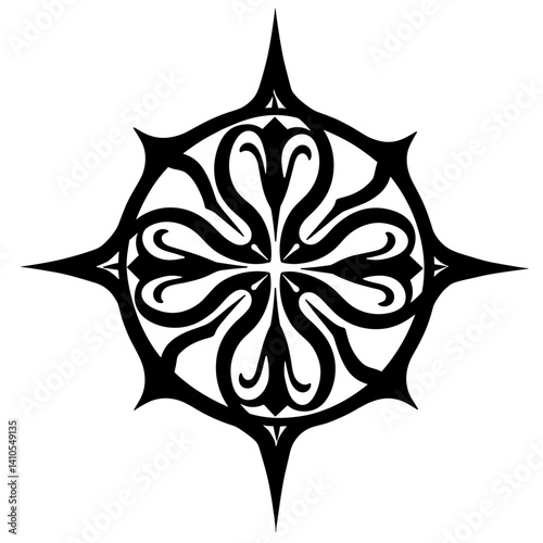 Tribal compass tattoo design for prints and tattoos  
