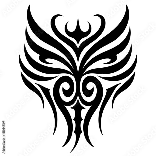 Tribal tattoo design for prints and tattoos showcasing intricate patterns  