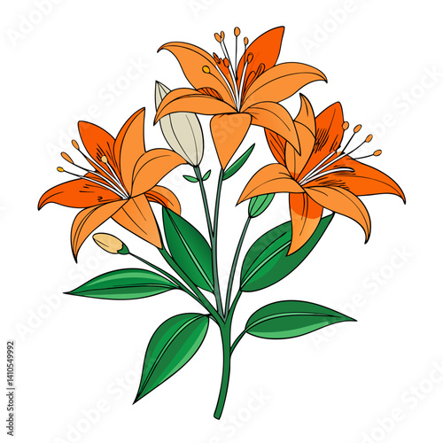  Charming Tiger Lily Bouquet Flower Artwork