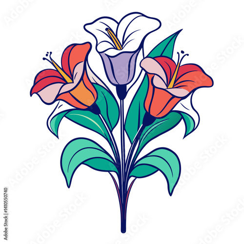  Vibrant Voodoo Lily Bouquet Flower Illustration