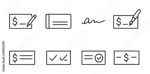 outline vector icons of parking payment methods: card reader, mobile pay, cash slot, contactless icon, QR scan, pay station, app checkout, receipt print. set of line style icons in a modern,