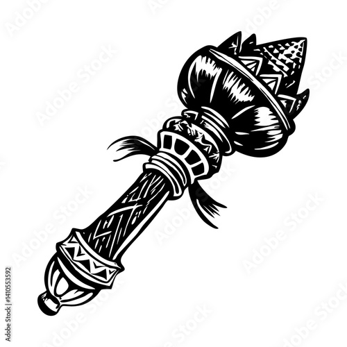 A vintage style illustration of a ceremonial mace