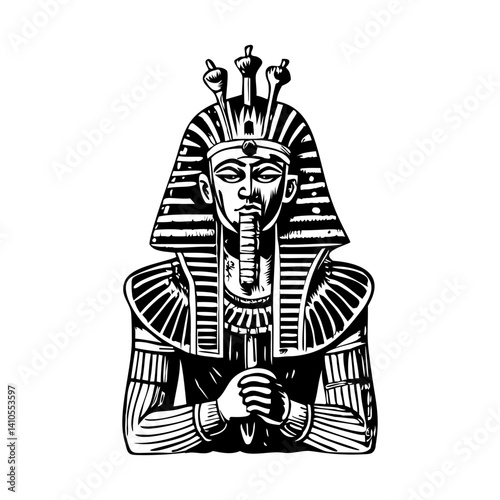 A vintage style illustration of an egyptian duat