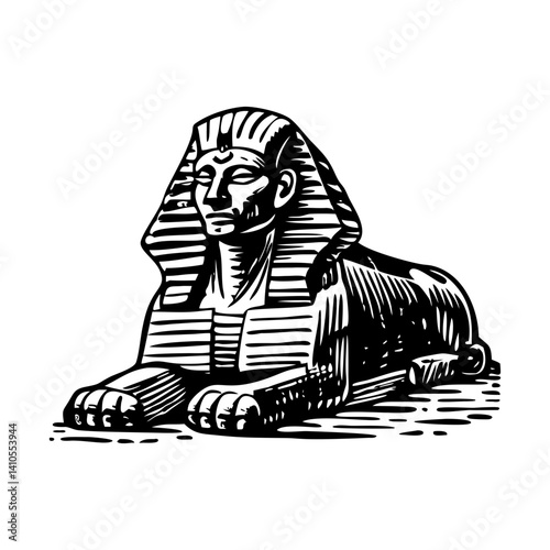 A vintage style illustration of a great sphinx