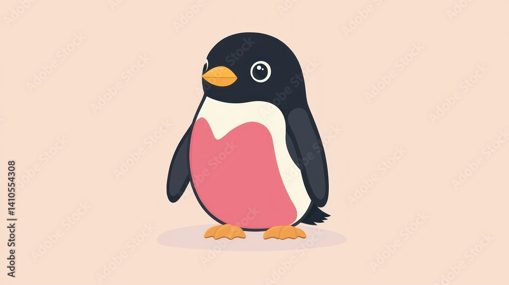 Fototapeta premium Cute cartoon penguin, simple design, playful illustration, for children's books, or educational resources