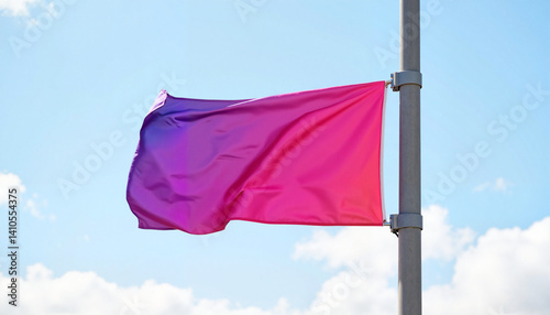 Vibrant street banner waving in daylight, eye-catching advertising