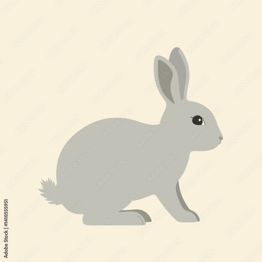 Obraz premium Gray rabbit sitting on a light background