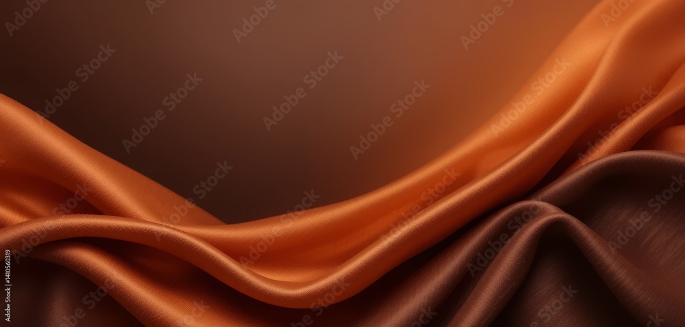 Fototapeta premium Abstract Draped Silk Fabric in Brown and Orange Hues