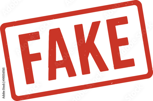 Fake Stamp Vector  Red Rectangle Deception Mark, Fraud Label Illustration

