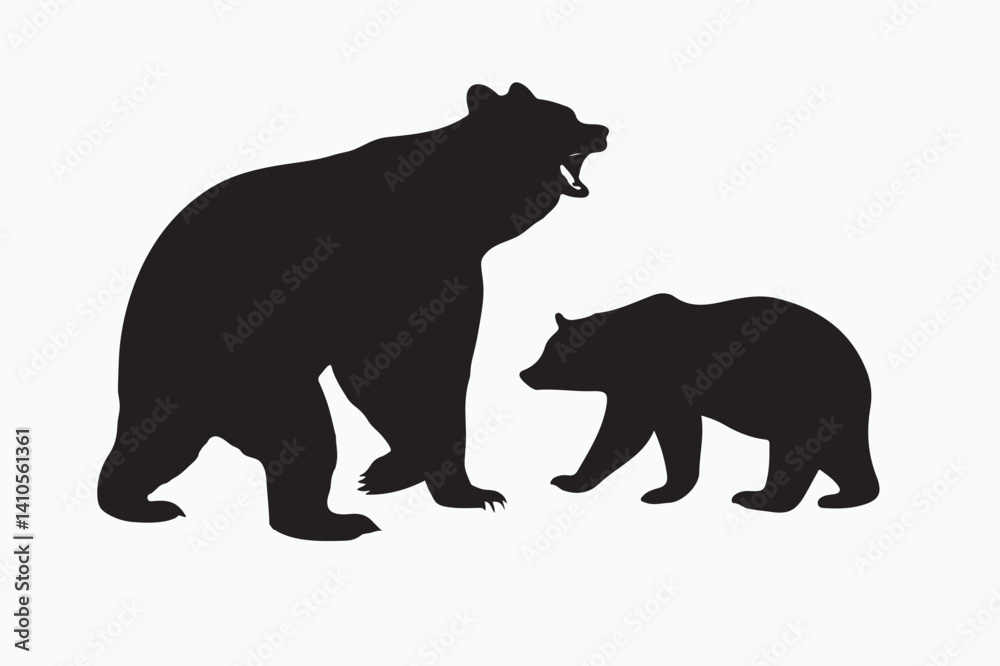 Fototapeta premium A set of black bear silhouettes in various.