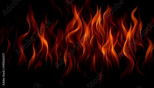 Intense, dynamic flames ablaze against a dark, mysterious backdrop with fiery colors.