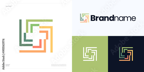 Plus sign with frame square cut corner, geometric style logo icon design vector illustration element editable, Symbol cross in the negative space with flat colorful for brand identity business