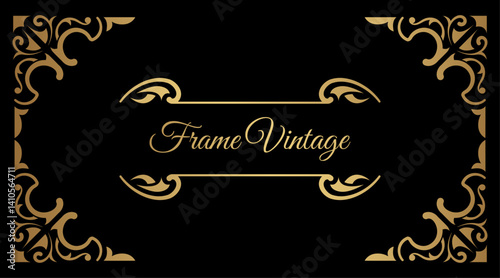 Canvas Print Vintage frame gold floral ornament
