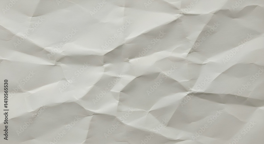 A close-up shot reveals the intricate folds and texture of wrinkled white paper, creating a unique pattern. A close-up shot reveals the intricate folds and texture of wrinkled white paper, creating a unique pattern.