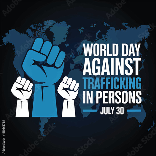 Fist Power Protest Vector Illustration for World Day Against Trafficking in Persons, Social Justice and Human Rights Awareness