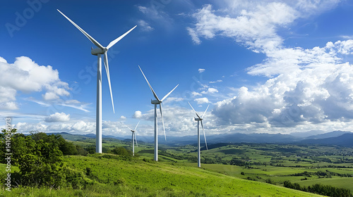 Wallpaper Mural Panorama Of Wind Turbines On Rolling Hills Under A Blue Sky Torontodigital.ca