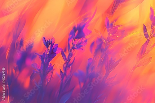Obraz na płótnie A beautiful painting depicting vibrant purple flowers in a vast field w salonie