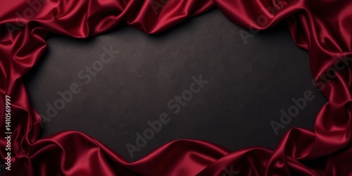 Crimson Silk Frame on Dark Background