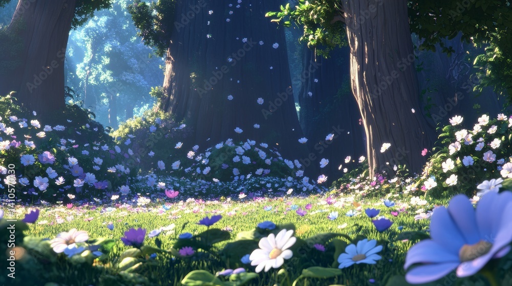 Beautiful meadow full of spring flowers