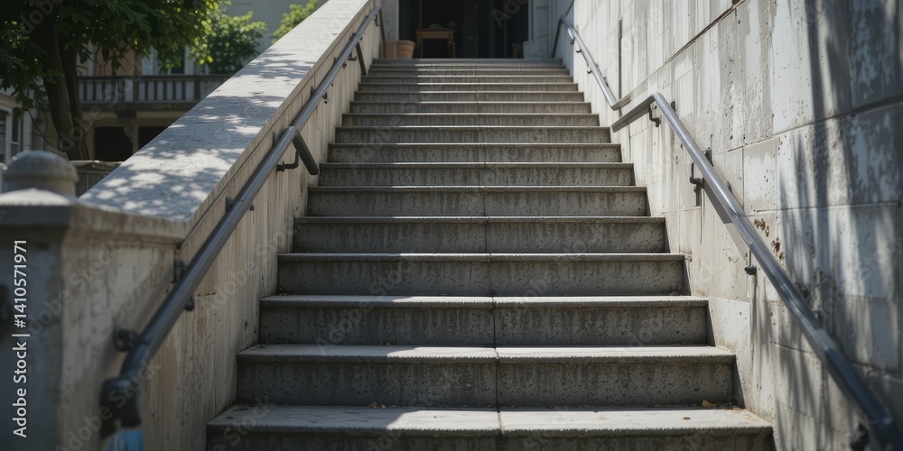 Ascending Stone Steps with Handrails Ascending Stone Steps with Handrails