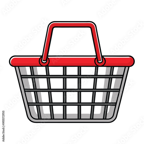 Red and Gray Shopping Basket Icon Illustration