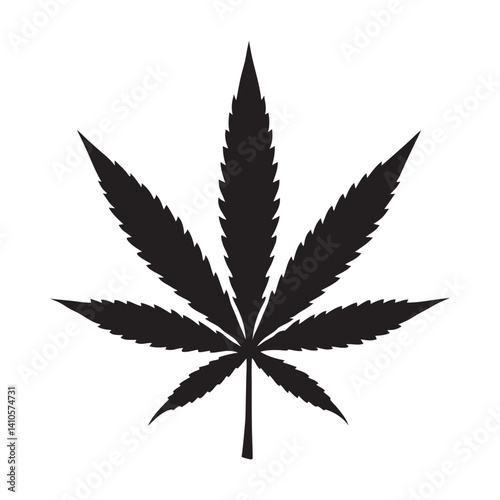 Single Cannabis Leaf Silhouette Marijuana Hemp, Cannabis leaf vector icon isolated on white background. Weed logo symbol modern, Vector Illustration 