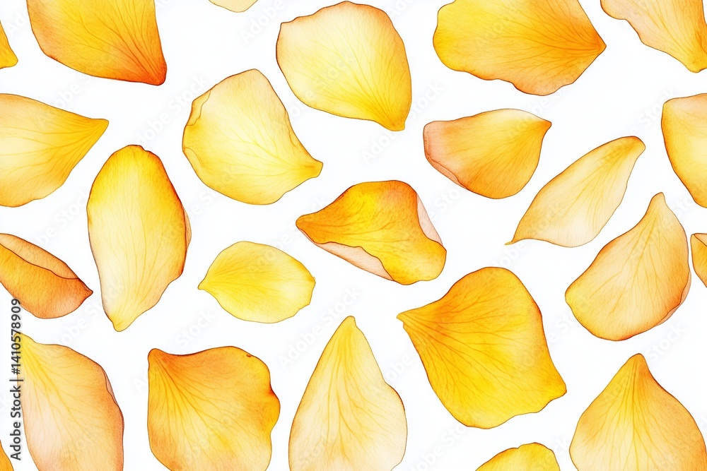 Watercolor seamless pattern with yellow rose petals isolated on white background. Watercolor seamless pattern with yellow rose petals isolated on white background.