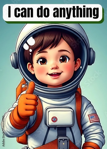 Space adventure theme affirmation card for kids i can do anything inspiring creativity and confidence