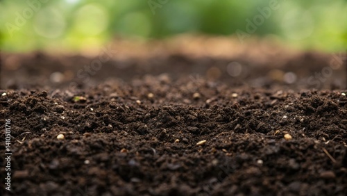 A closeup of soil amendments being mixed into the earth showcasing the granules and organic material that enhance soil structure and resilience against erosion.