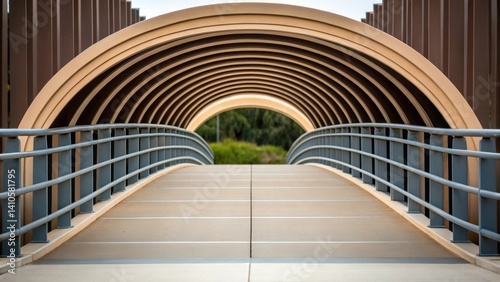 A closeup of the bridges entry point enfolding visitors in a welcoming design that combines curvature and accessibility illustrating the bridges usercentered approach. photo