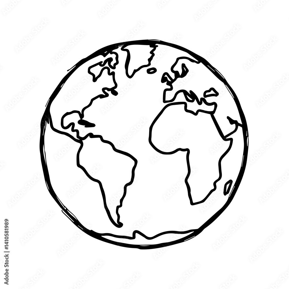 Hand-Drawn Globe Illustration for Geography Blogs, Educational Websites, International Affairs, and Environmental Awareness Hand-Drawn Globe Illustration for Geography Blogs, Educational Websites, International Affairs, and Environmental Awareness