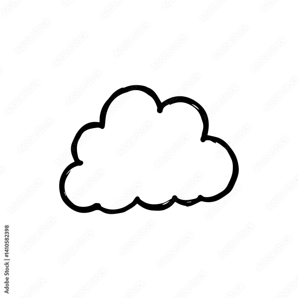 Simple hand-drawn cloud illustration on a white background Simple hand-drawn cloud illustration on a white background