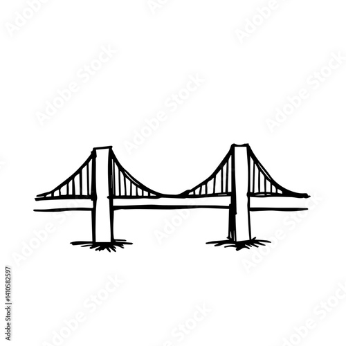 Bridge sketch illustration on a white background  