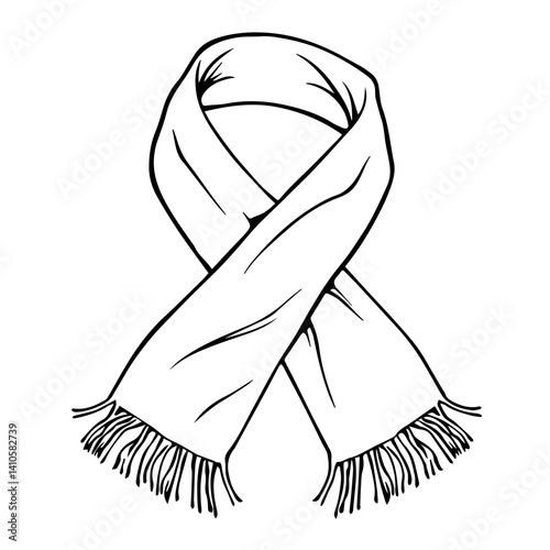 Knitted scarf sketch design with tassels  