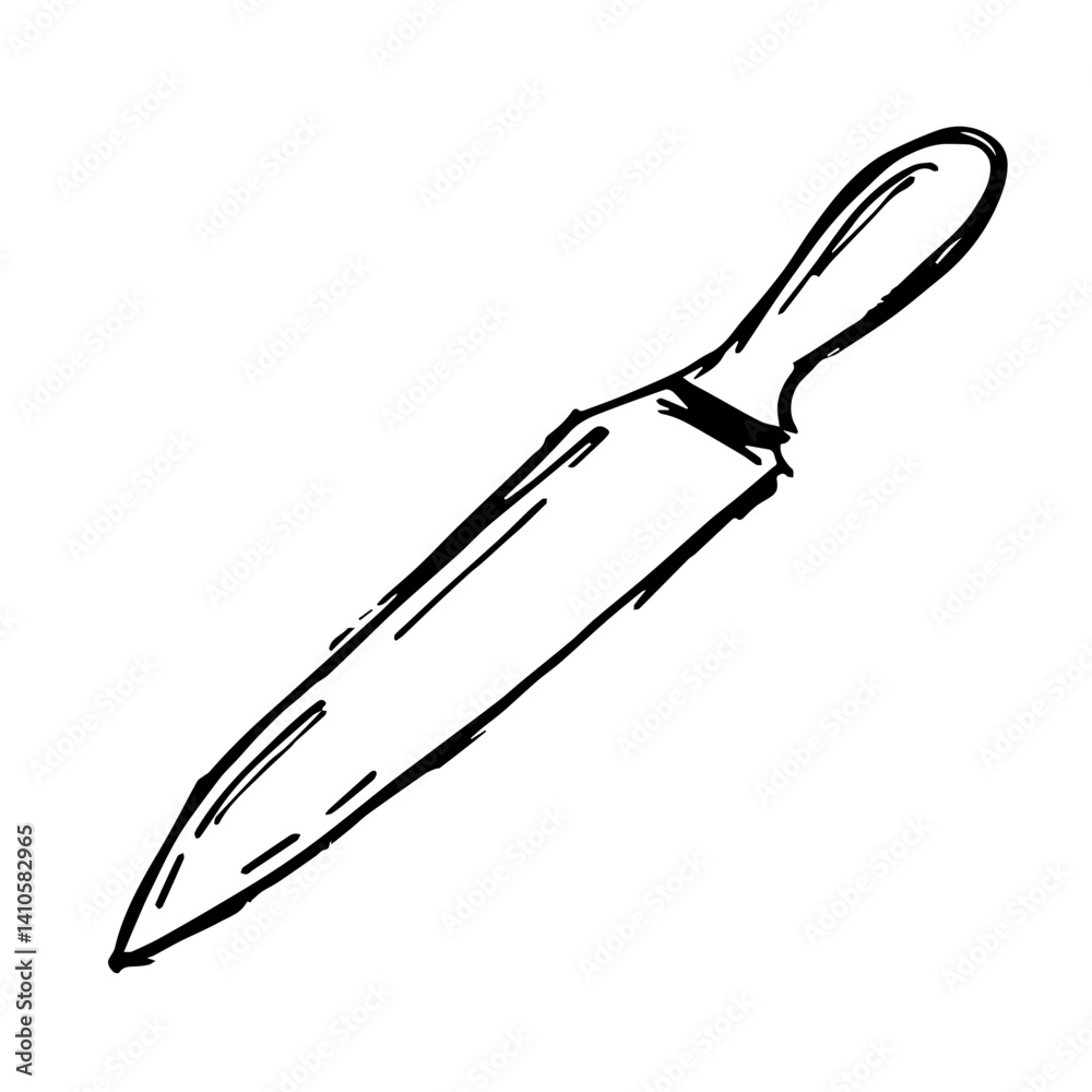 Obraz premium Kitchen knife sketch in black and white on a white background 