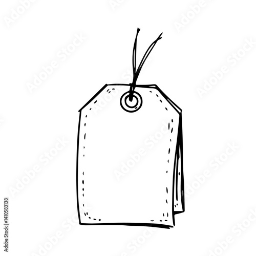 Blank Price Tag Drawing in Black and White Style  