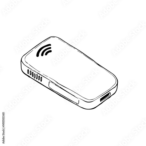 Wi-Fi Modem Device Illustration on White Background for Technology Blogs, Internet Services, Digital Communication Websites, and Online Marketing Content