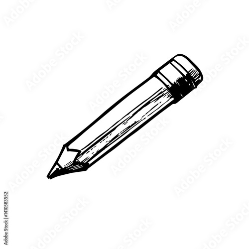 Illustration of a Pencil on White Background for Education Materials, Creative Projects, Art Supplies, and Graphic Design Resources