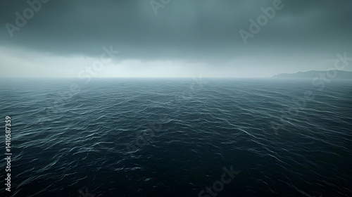 Stormy Ocean Landscape Under Dark Clouds