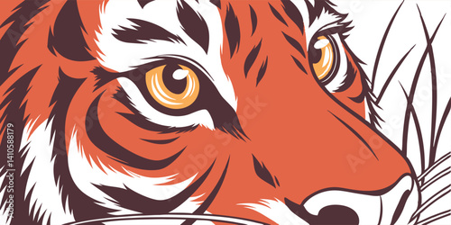 Big eyes. Eyes of a orange and brown tiger close up. 