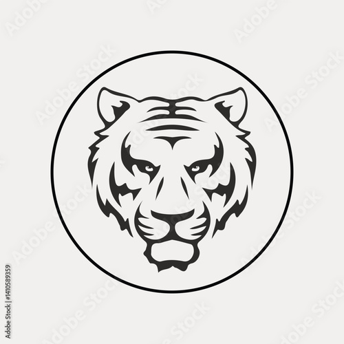 Vector tiger head, face for retro logos, emblems, badges, labels template and t-shirt vintage design element. Isolated on white background