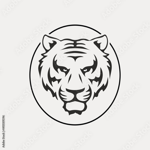 Vector tiger head, face for retro logos, emblems, badges, labels template and t-shirt vintage design element. Isolated on white background