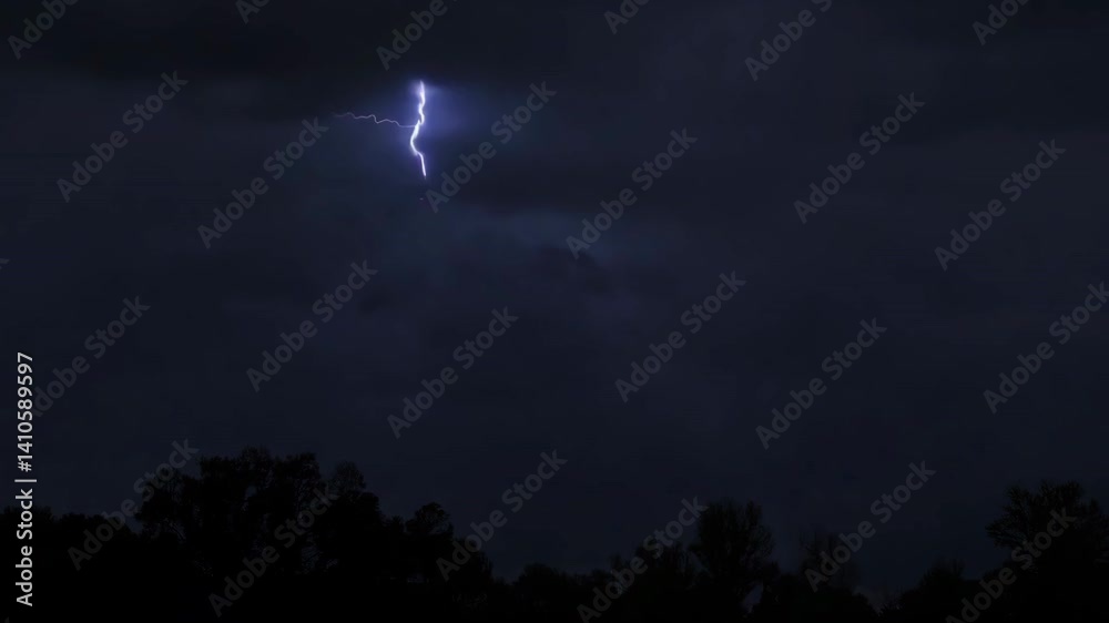 Severe thunderstorm with lightning in the dark sky Severe thunderstorm with lightning in the dark sky
