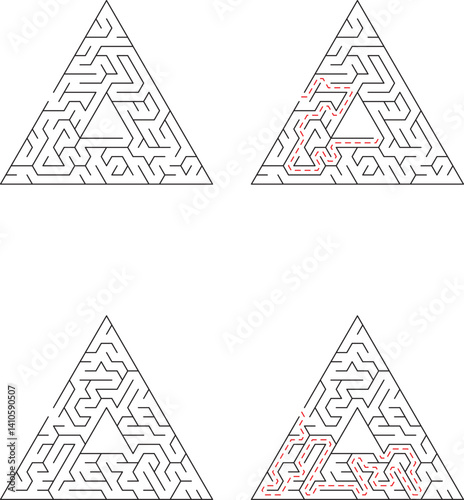 Triangular Maze Puzzle Solution Steps Entry, Path, Exit