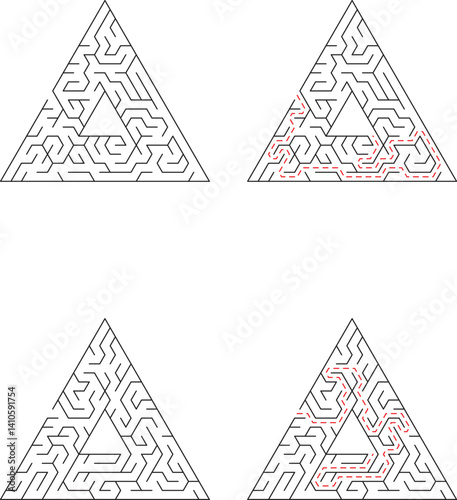 Triangular Maze Puzzle Solution Steps Pathfinding, Logic, ProblemSolving