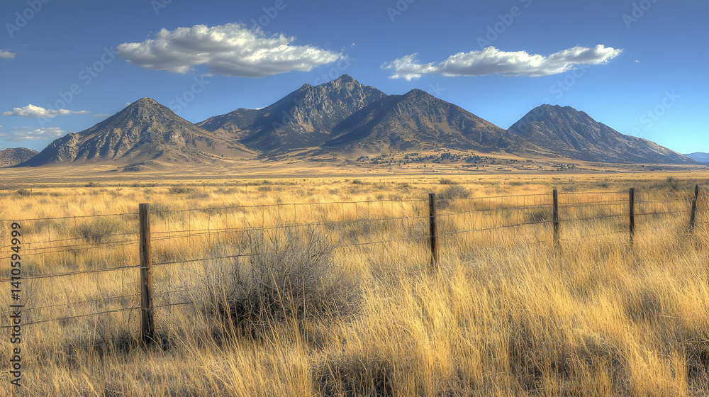 Obraz premium Panoramic View Of Plains And Mountains Under Sunny Sky