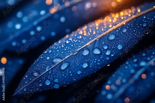 Droplets on dark leaves nature photography close-up outdoor