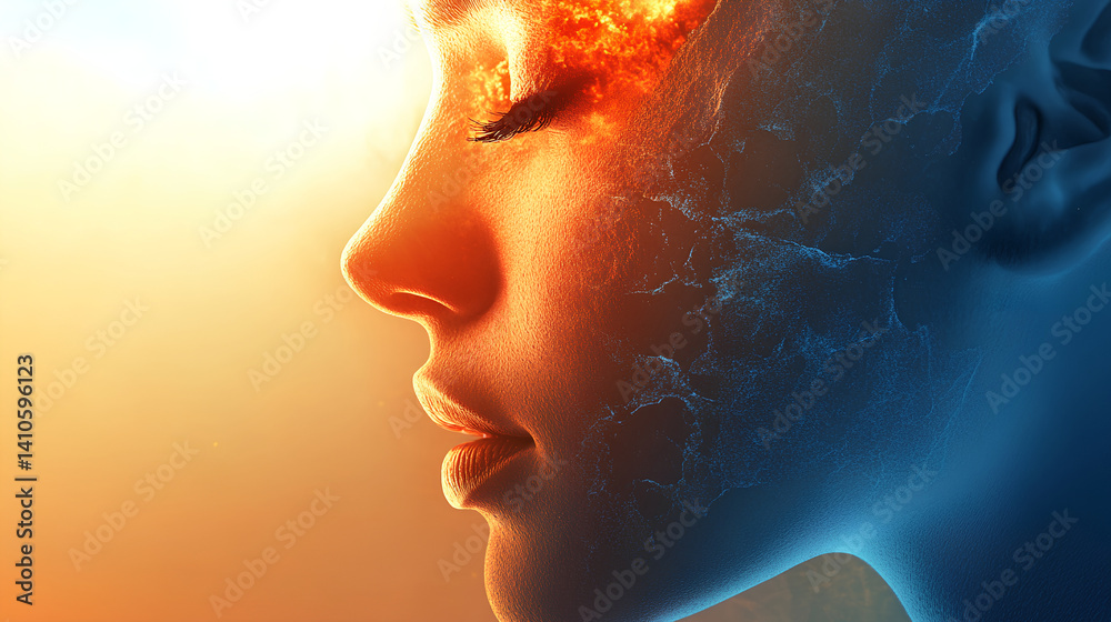 abstract face with split lighting abstract face with split lighting
